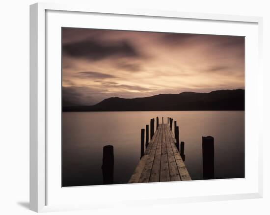 Jetty at Brandelhow Bay, Derwent Water, Lake District National Park, Cumbria, England-null-Framed Photographic Print