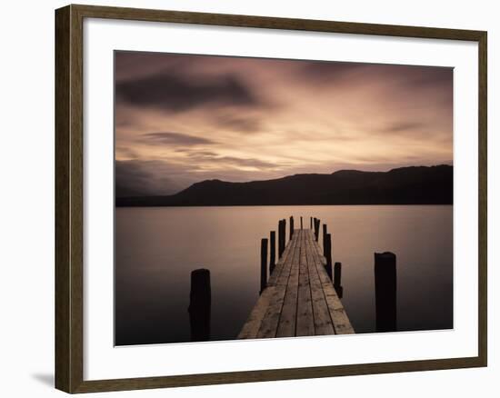 Jetty at Brandelhow Bay, Derwent Water, Lake District National Park, Cumbria, England--Framed Photographic Print