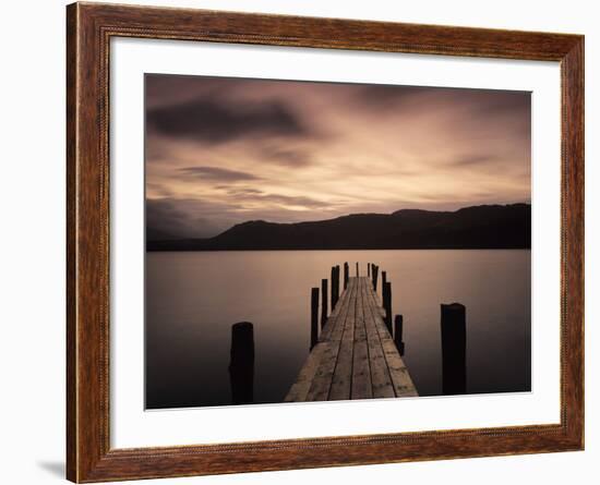 Jetty at Brandelhow Bay, Derwent Water, Lake District National Park, Cumbria, England--Framed Photographic Print