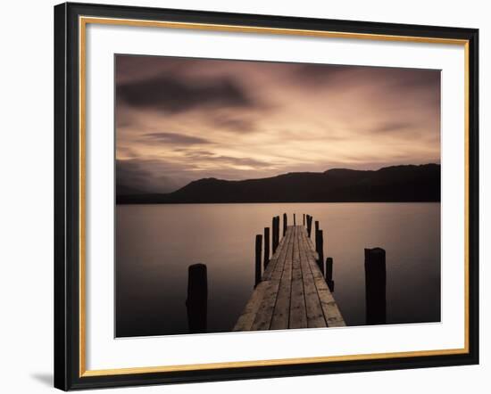 Jetty at Brandelhow Bay, Derwent Water, Lake District National Park, Cumbria, England-null-Framed Photographic Print