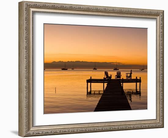 Jetty at Sunset, Caye Caulker, Belize-Russell Young-Framed Photographic Print