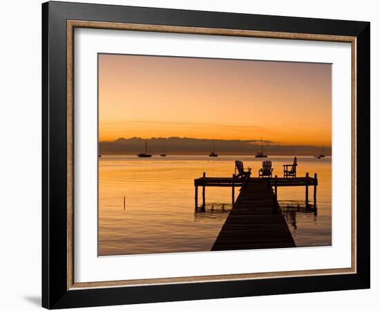 Jetty at Sunset, Caye Caulker, Belize-Russell Young-Framed Photographic Print