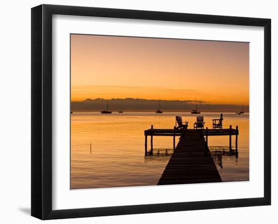 Jetty at Sunset, Caye Caulker, Belize-Russell Young-Framed Photographic Print
