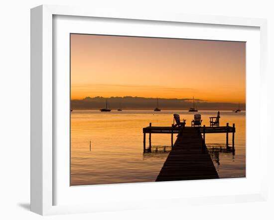 Jetty at Sunset, Caye Caulker, Belize-Russell Young-Framed Photographic Print