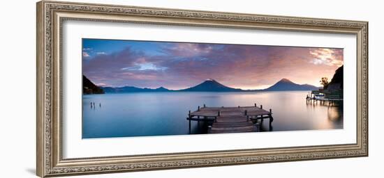 Jetty in a Lake with a Mountain Range in the Background, Lake Atitlan, Santa Cruz La Laguna-null-Framed Photographic Print