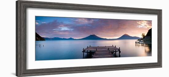 Jetty in a Lake with a Mountain Range in the Background, Lake Atitlan, Santa Cruz La Laguna-null-Framed Photographic Print