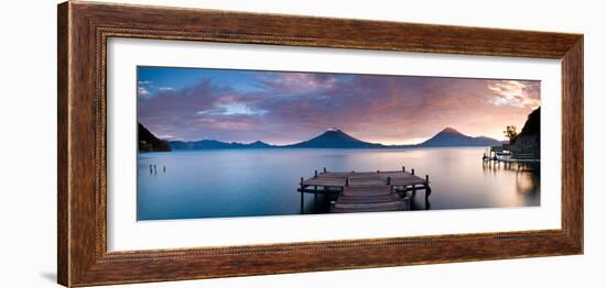 Jetty in a Lake with a Mountain Range in the Background, Lake Atitlan, Santa Cruz La Laguna-null-Framed Photographic Print