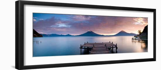 Jetty in a Lake with a Mountain Range in the Background, Lake Atitlan, Santa Cruz La Laguna-null-Framed Photographic Print