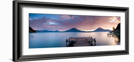 Jetty in a Lake with a Mountain Range in the Background, Lake Atitlan, Santa Cruz La Laguna-null-Framed Photographic Print