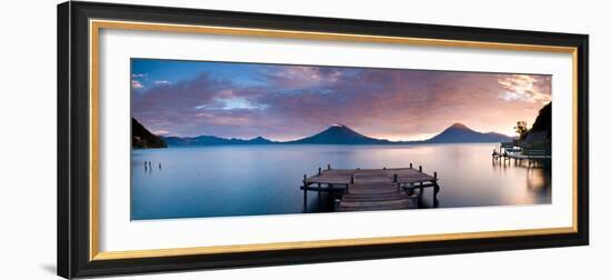 Jetty in a Lake with a Mountain Range in the Background, Lake Atitlan, Santa Cruz La Laguna-null-Framed Photographic Print