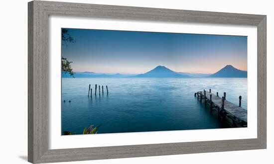 Jetty in a Lake with a Mountain Range in the Background, Lake Atitlan, Santa Cruz La Laguna-null-Framed Photographic Print