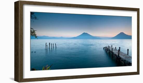 Jetty in a Lake with a Mountain Range in the Background, Lake Atitlan, Santa Cruz La Laguna-null-Framed Photographic Print