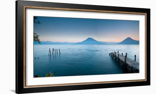 Jetty in a Lake with a Mountain Range in the Background, Lake Atitlan, Santa Cruz La Laguna-null-Framed Photographic Print