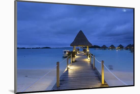 Jetty of Intercontinental Bora Bora Le Moana Resort at Dusk, Bora Bora, Society Islands-Ian Trower-Mounted Photographic Print