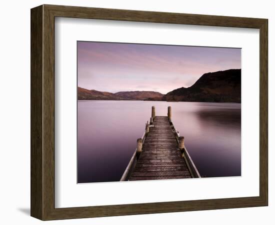 Jetty on Ullswater at Dawn, Glenridding Village, Lake District National Park, Cumbria, England, Uk-Lee Frost-Framed Photographic Print