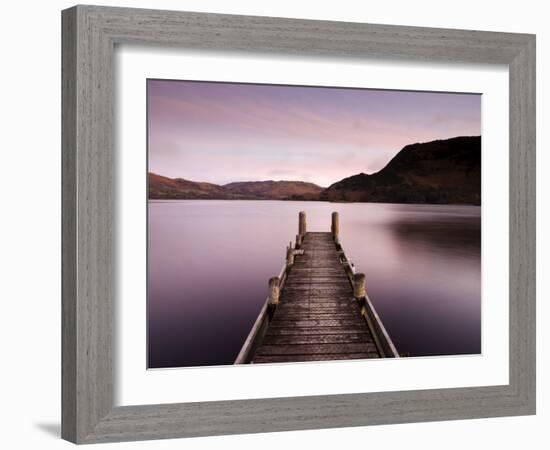 Jetty on Ullswater at Dawn, Glenridding Village, Lake District National Park, Cumbria, England, Uk-Lee Frost-Framed Photographic Print