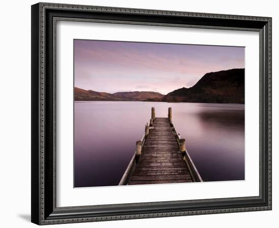 Jetty on Ullswater at Dawn, Glenridding Village, Lake District National Park, Cumbria, England, Uk-Lee Frost-Framed Photographic Print