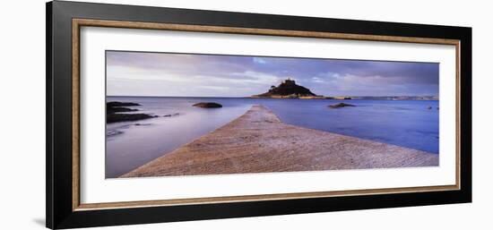 Jetty over the Sea, St. Michael's Mount, Marazion, Cornwall, England-null-Framed Photographic Print