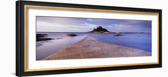 Jetty over the Sea, St. Michael's Mount, Marazion, Cornwall, England-null-Framed Photographic Print