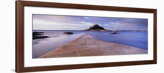 Jetty over the Sea, St. Michael's Mount, Marazion, Cornwall, England-null-Framed Photographic Print