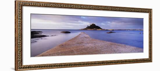Jetty over the Sea, St. Michael's Mount, Marazion, Cornwall, England-null-Framed Photographic Print