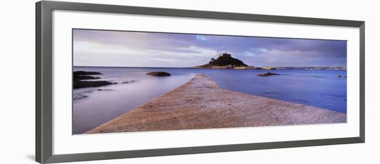 Jetty over the Sea, St. Michael's Mount, Marazion, Cornwall, England-null-Framed Photographic Print