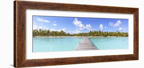Jetty to Tropical Island, Tikehau Atoll, Tuamotus, French Polynesia-Matteo Colombo-Framed Photographic Print