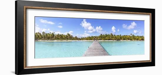 Jetty to Tropical Island, Tikehau Atoll, Tuamotus, French Polynesia-Matteo Colombo-Framed Photographic Print