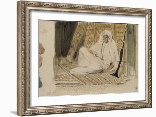 Jeune arabe dans son appartement ou Marocain en blanc ou Jeune chef marocain; 1832-Eugene Delacroix-Framed Giclee Print