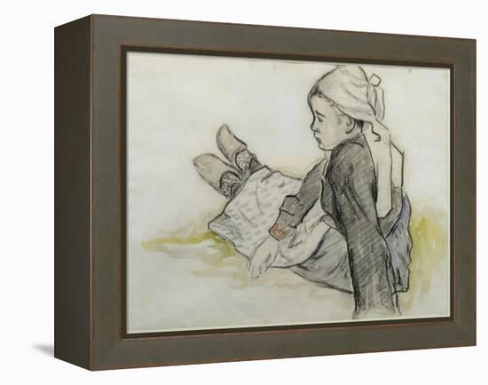 Jeune Bretonne assise-Paul Gauguin-Framed Premier Image Canvas