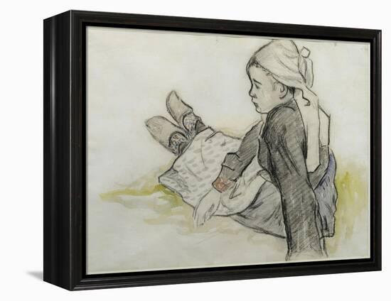 Jeune Bretonne assise-Paul Gauguin-Framed Premier Image Canvas