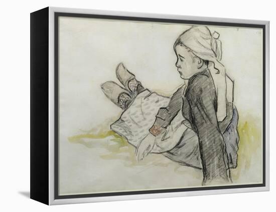 Jeune Bretonne assise-Paul Gauguin-Framed Premier Image Canvas