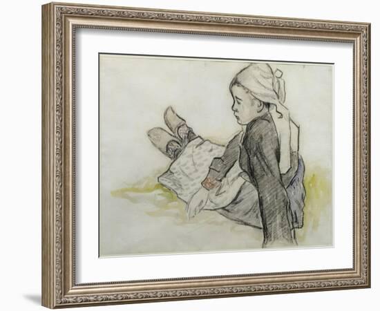 Jeune Bretonne assise-Paul Gauguin-Framed Giclee Print