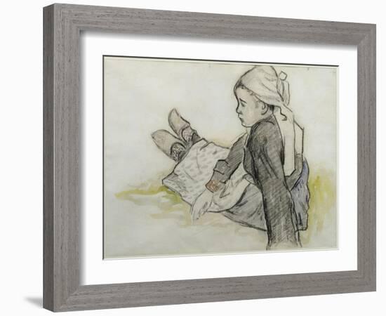 Jeune Bretonne assise-Paul Gauguin-Framed Giclee Print