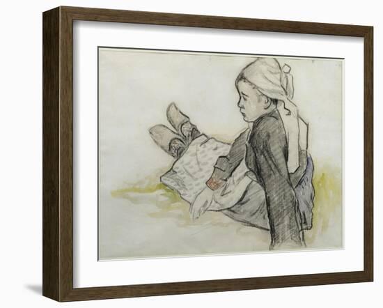 Jeune Bretonne assise-Paul Gauguin-Framed Giclee Print