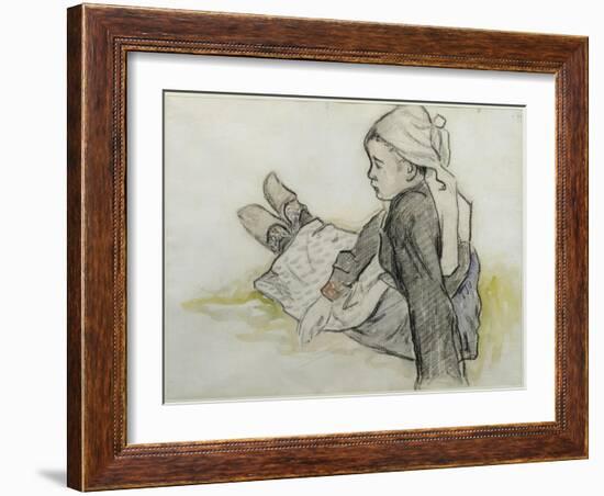 Jeune Bretonne assise-Paul Gauguin-Framed Giclee Print