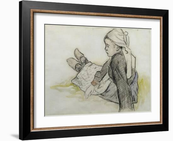 Jeune Bretonne assise-Paul Gauguin-Framed Giclee Print