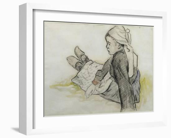 Jeune Bretonne assise-Paul Gauguin-Framed Giclee Print