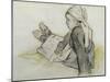 Jeune Bretonne assise-Paul Gauguin-Mounted Giclee Print