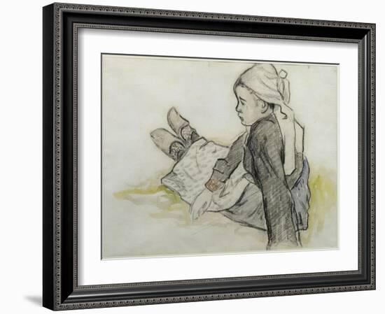 Jeune Bretonne assise-Paul Gauguin-Framed Giclee Print