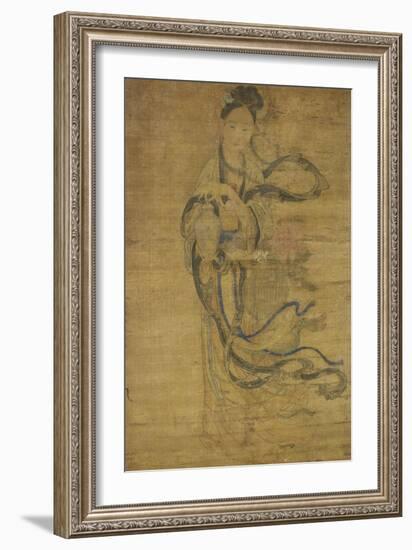 Jeune femme à la corbeille de fleurs-null-Framed Giclee Print