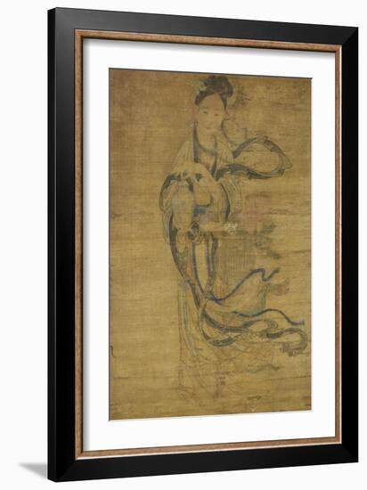 Jeune femme à la corbeille de fleurs-null-Framed Giclee Print