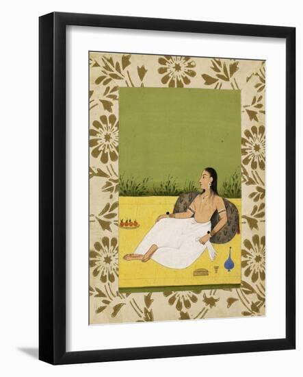 Jeune femme adossée à un coussin-null-Framed Giclee Print