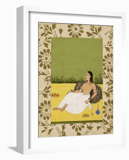 Jeune femme adossée à un coussin-null-Framed Giclee Print