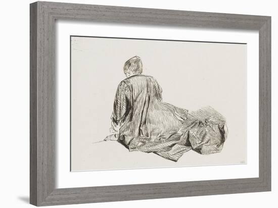 Jeune femme assise à terre-Jean Antoine Watteau-Framed Giclee Print