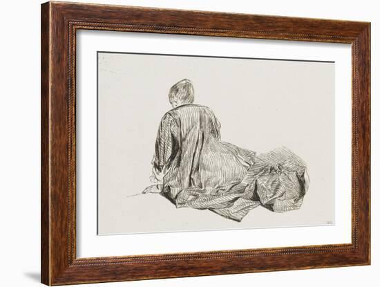 Jeune femme assise à terre-Jean Antoine Watteau-Framed Giclee Print