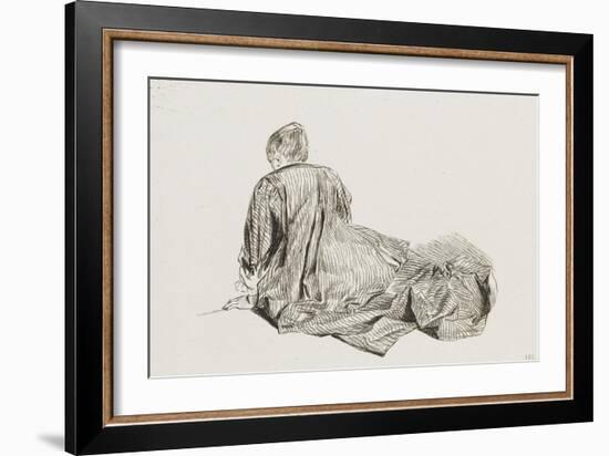 Jeune femme assise à terre-Jean Antoine Watteau-Framed Giclee Print