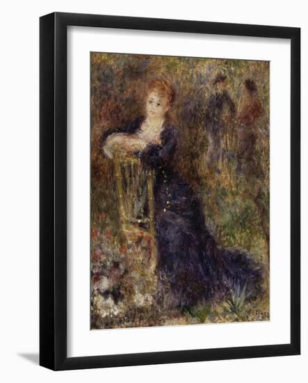 Jeune femme assise dans un jardin-Pierre-Auguste Renoir-Framed Giclee Print