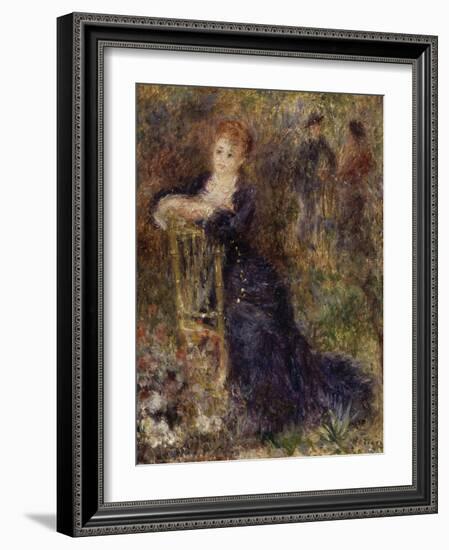 Jeune femme assise dans un jardin-Pierre-Auguste Renoir-Framed Giclee Print