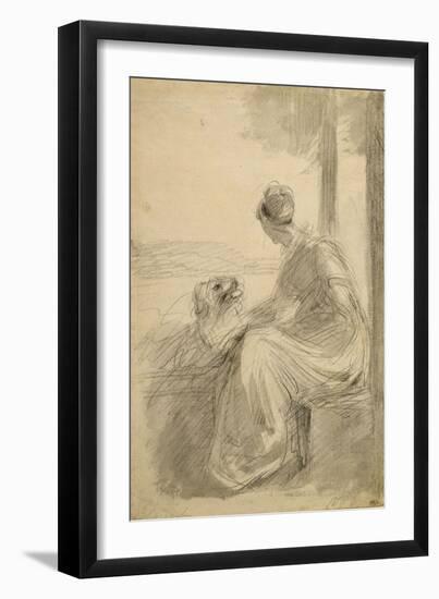Jeune femme assise sur une balustrade, se détournant, dans un paysage-John Constable-Framed Giclee Print